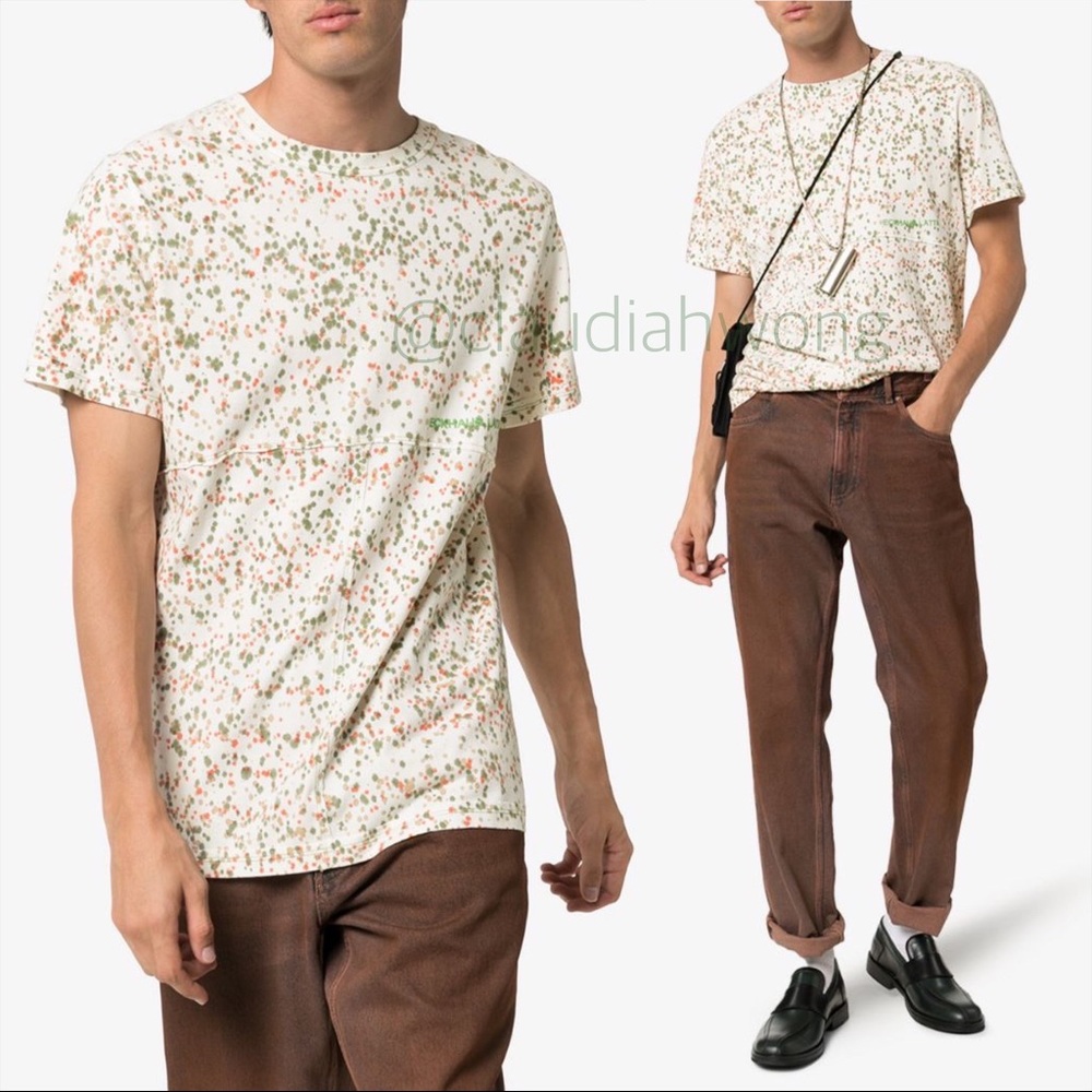 ECKHAUS LATTA Lapped Seam Logo Short Sleeve Tee in Petri Dish Print